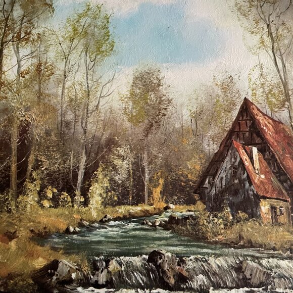 Vintage Fine art print by Gellman -By the Waterfall-By Lorenze 16" x 20" - Picture 4 of 7